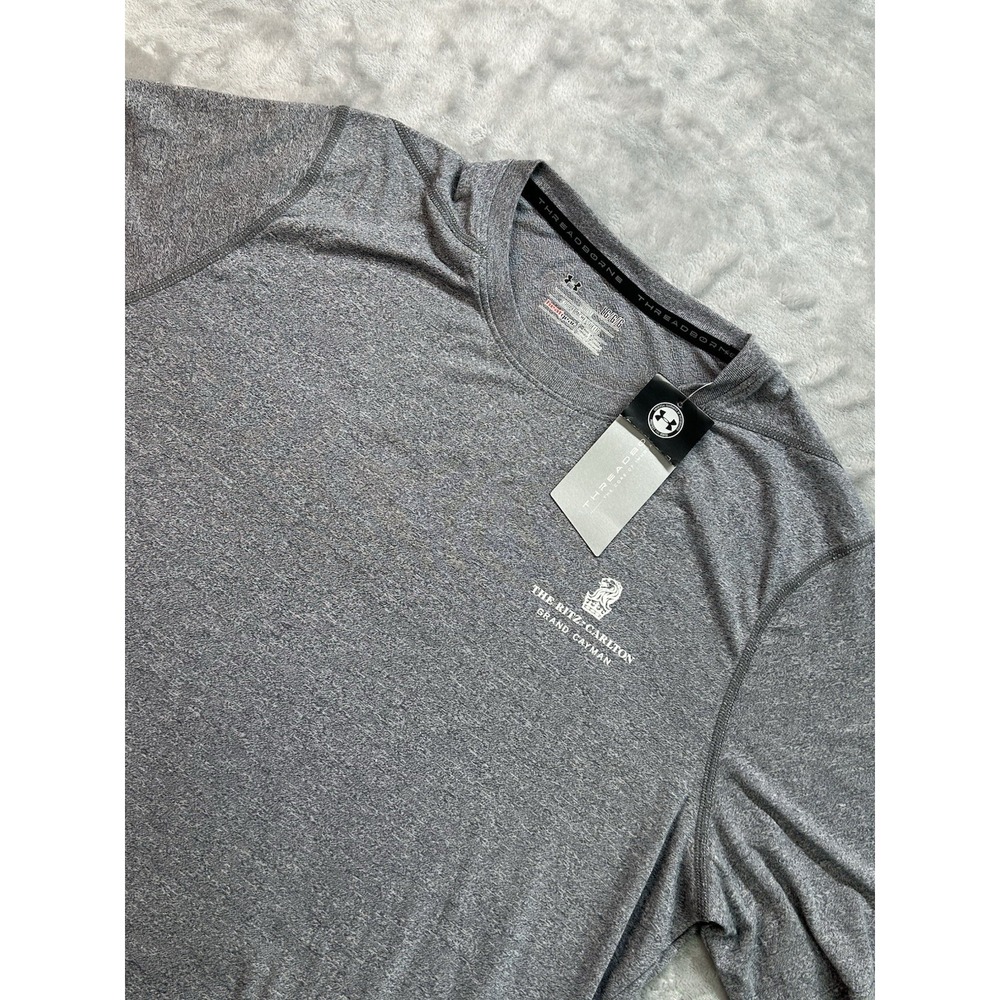 Under Armour Threadborne HeatGear Shirt Men LG Grey Loose Fit Athletic NWT Ritz